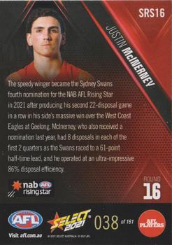 2021 Select AFL Rising Star #SRS16 Justin McInerney Back